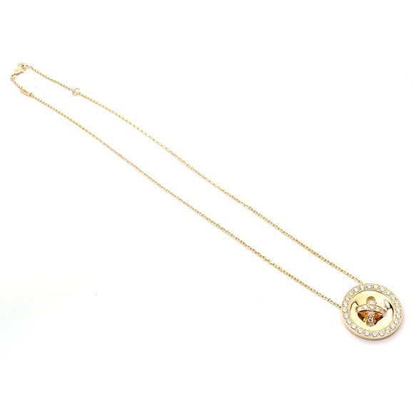 Authentic! Van Cleef & Arpels 18k Yellow Gold Diamond Button Pendant Necklace - Picture 7 of 9